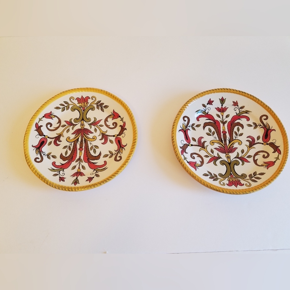 Pier 1 Set of 2 Oralia Earthenware Salad Plates Floral 8"